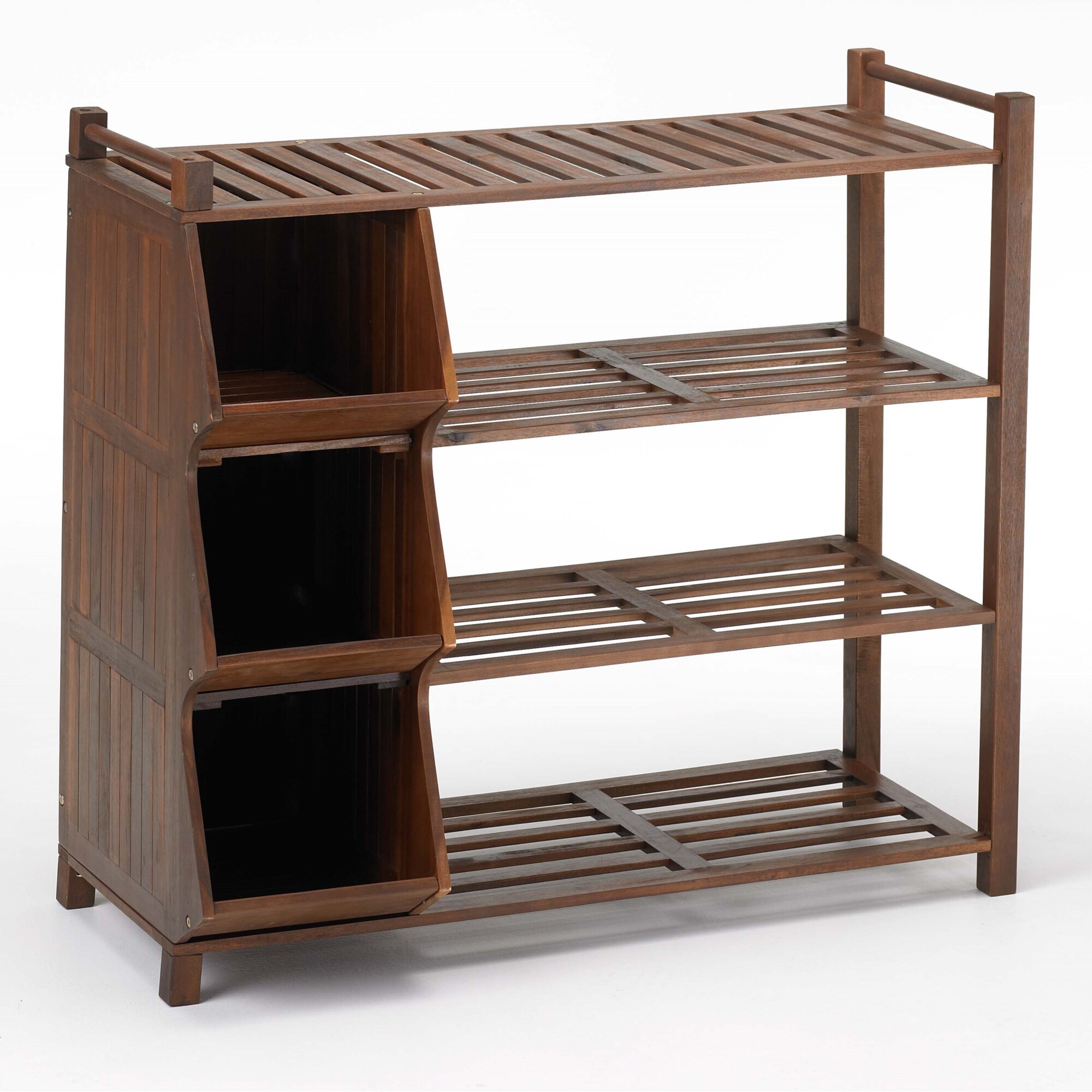 Merry Products, 4-Tier Outdoor Shoe Rack Cubby, Width 40.55 in, Depth 19.29 in, Material Wood, Model# SLF0020110000